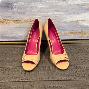 Tan and Pink Heels from the brand Nine West!